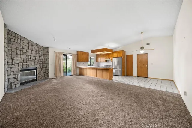 a view of a livingroom with a fireplace