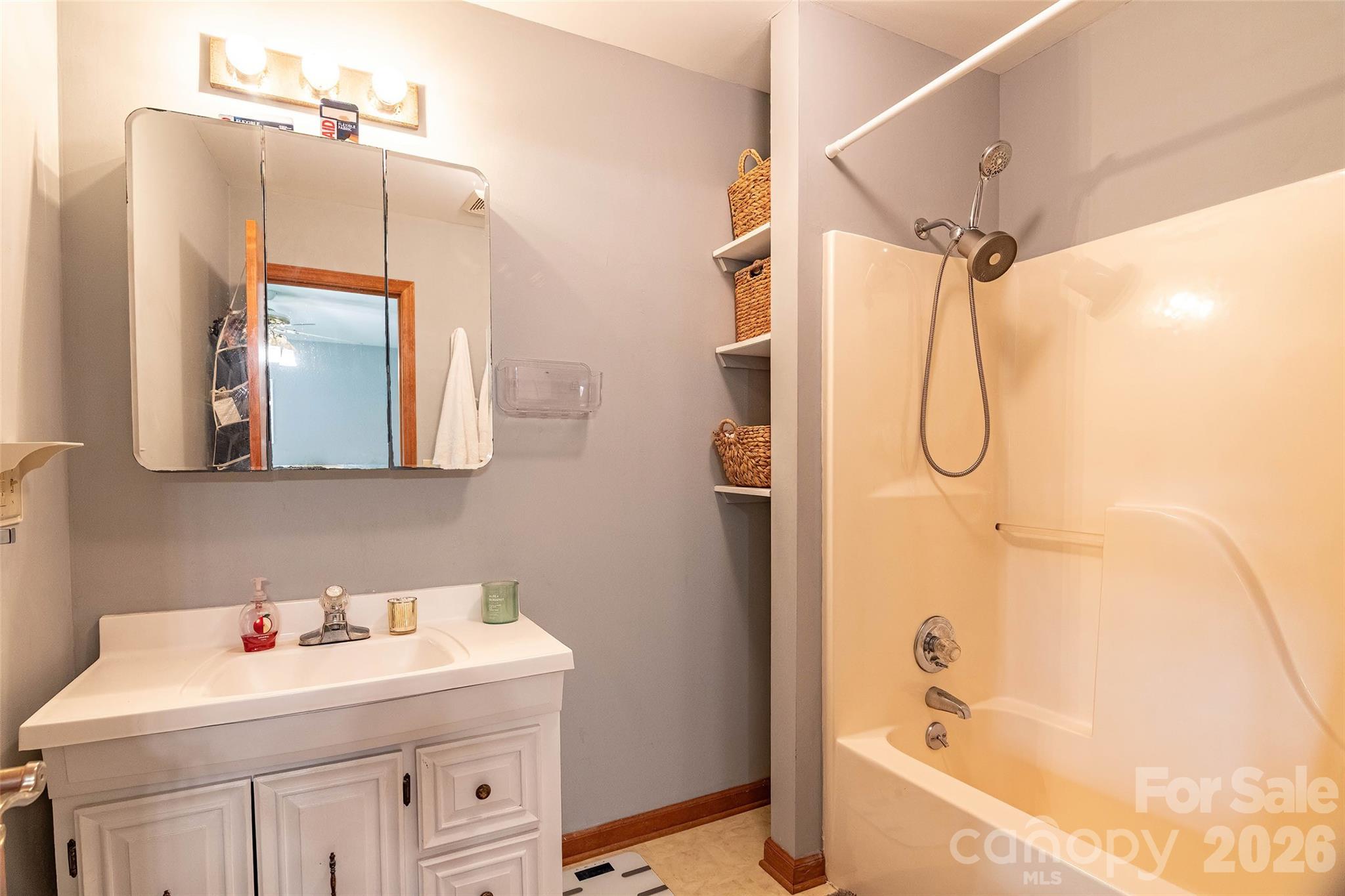 445 Old Caroleen Road Forest City, NC 28043 - Photo 13 of 28 a bathroom with a sink vanity mirror and shower
