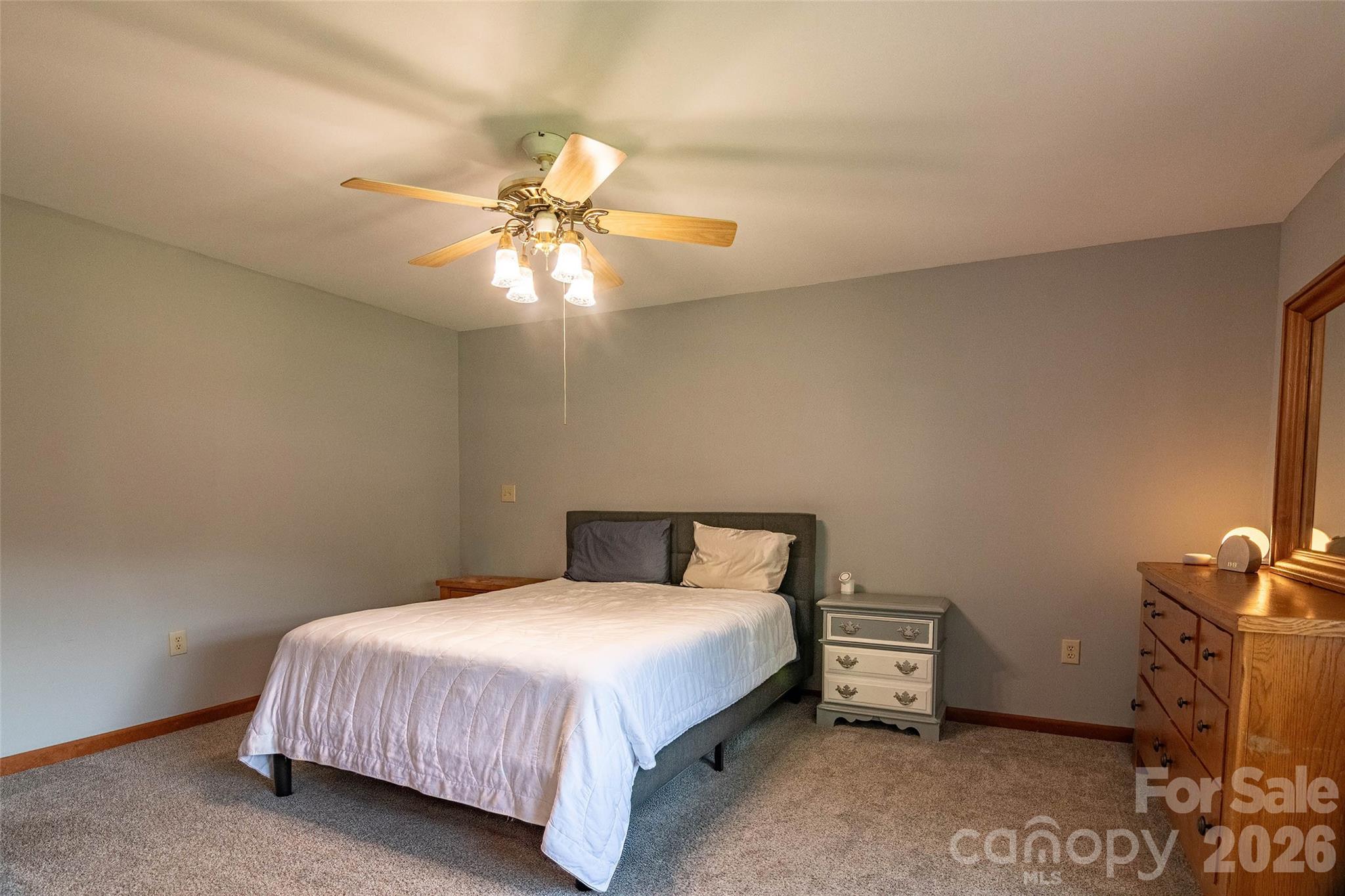 445 Old Caroleen Road Forest City, NC 28043 - Photo 10 of 28 a bedroom with a bed and a chandelier