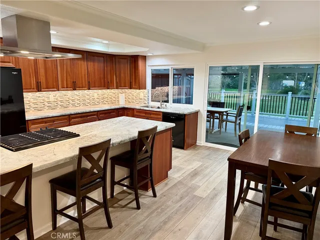 a outdoor dining space with furniture and front view