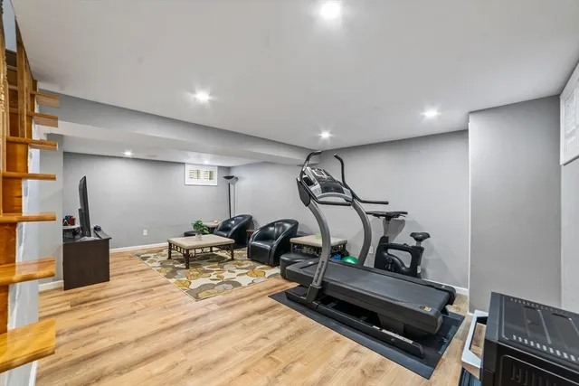 a view of a room with gym equipment
