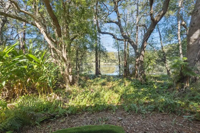 an aerial view of residential house with outdoor space and trees all around