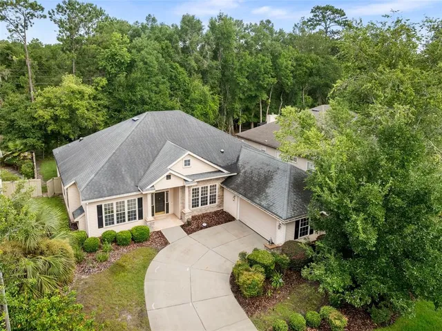 an aerial view of a house
