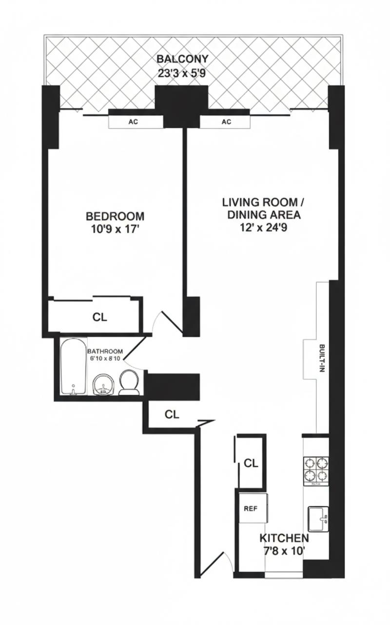 100 West 94th Street, Unit 9D Manhattan, NY 10025 - Photo 7 of 7 a picture of a floor plan