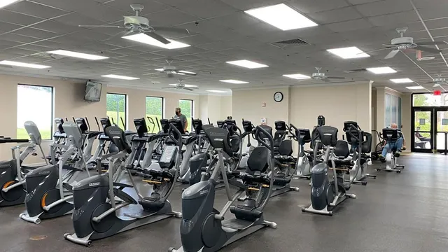 a view of a room with gym equipment