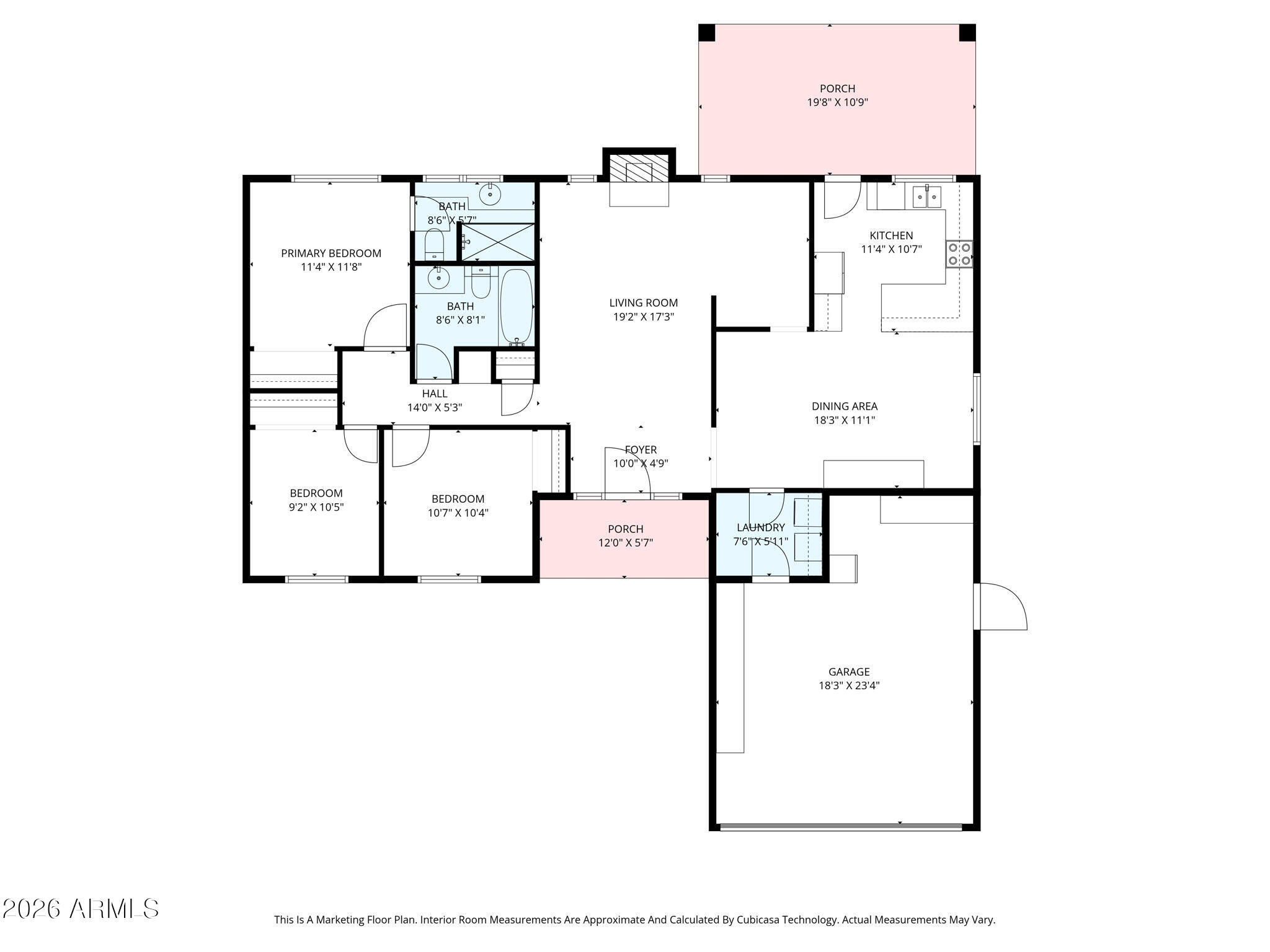 802 East Marconi Avenue Phoenix, AZ 85022 - Photo 35 of 35 Floorplan w.Dimensions