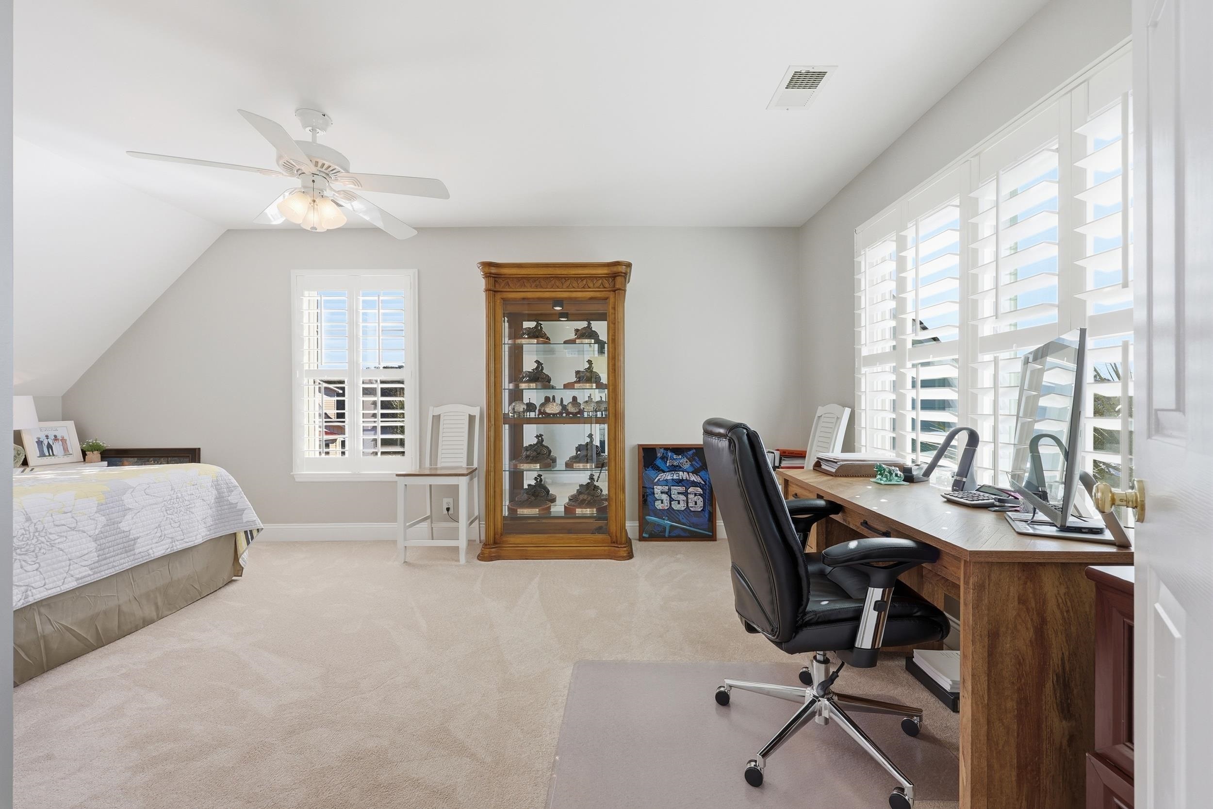 4524 Landing Road Little River, SC 29566 - Photo 20 of 40 Office space featuring light colored carpet, ceiling fan, and lofted ceiling