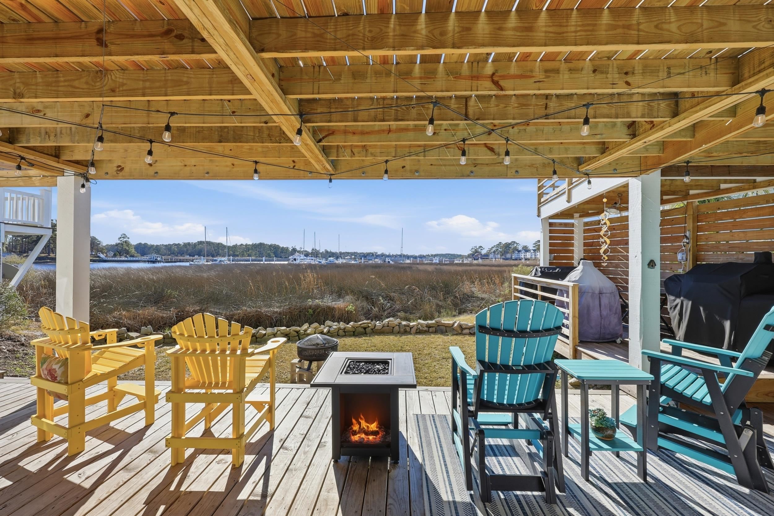 4524 Landing Road Little River, SC 29566 - Photo 33 of 40 Deck with a grill and a fire pit