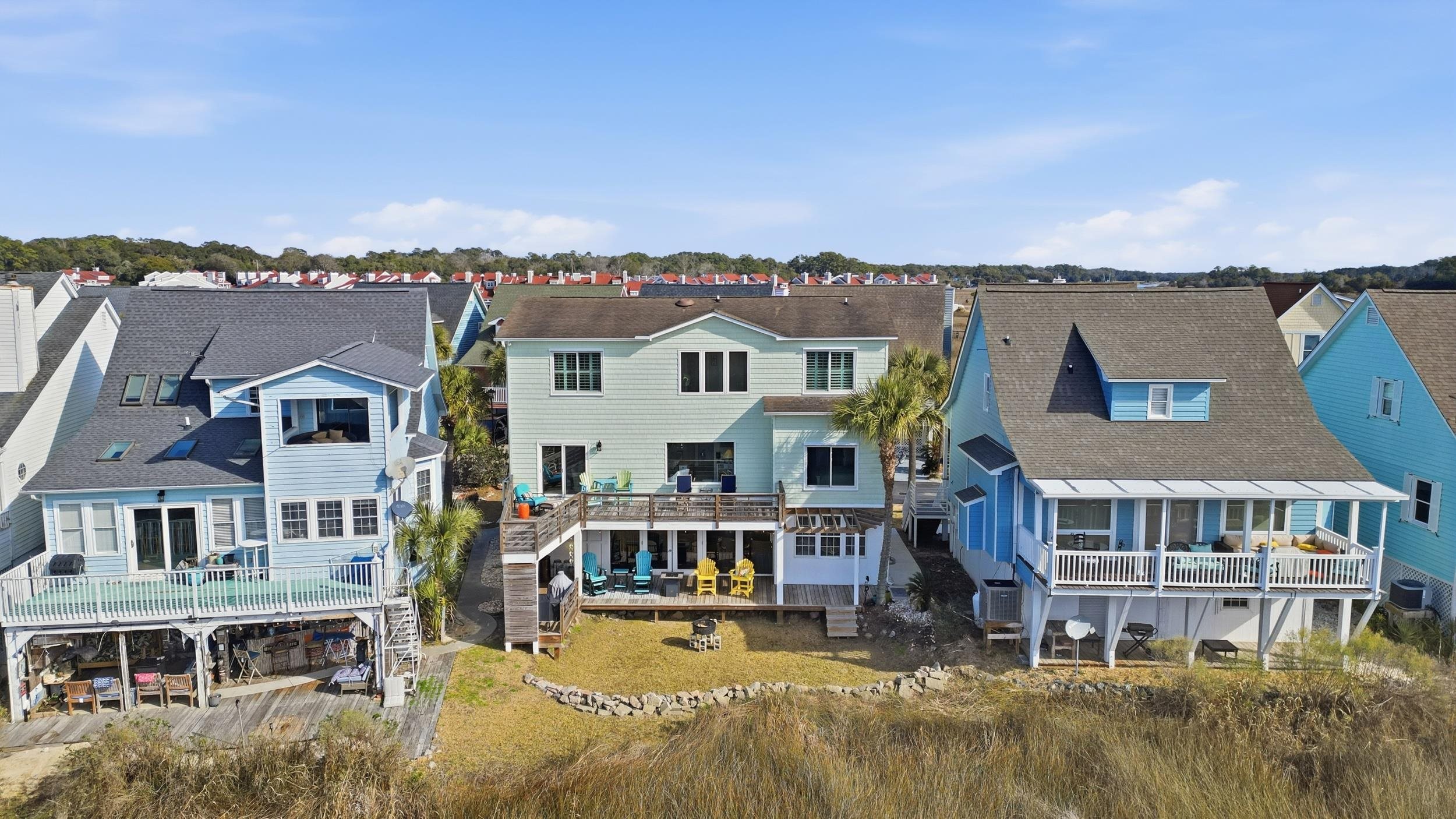 4524 Landing Road Little River, SC 29566 - Photo 35 of 40 Back of house featuring a wooden deck, stairway, a residential view, and a shingled roof