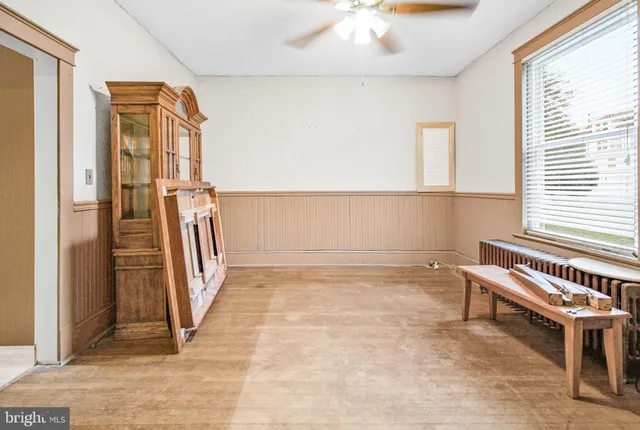 a view of a room with rack on the wall