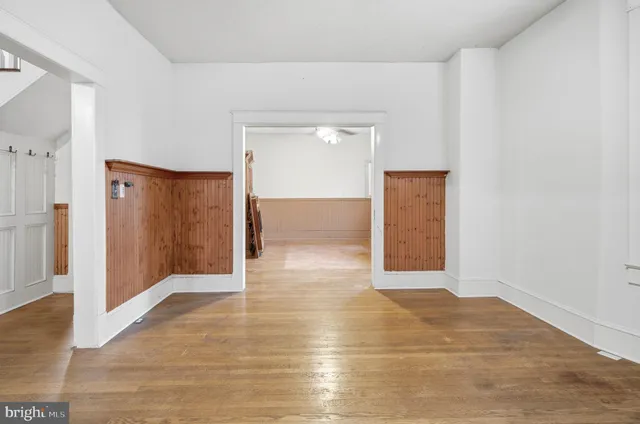a view of livingroom with wooden floor