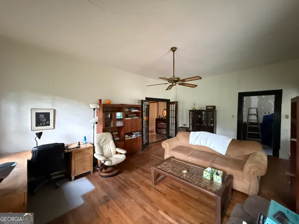 a living room with furniture