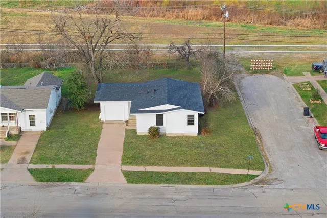 an aerial view of a house