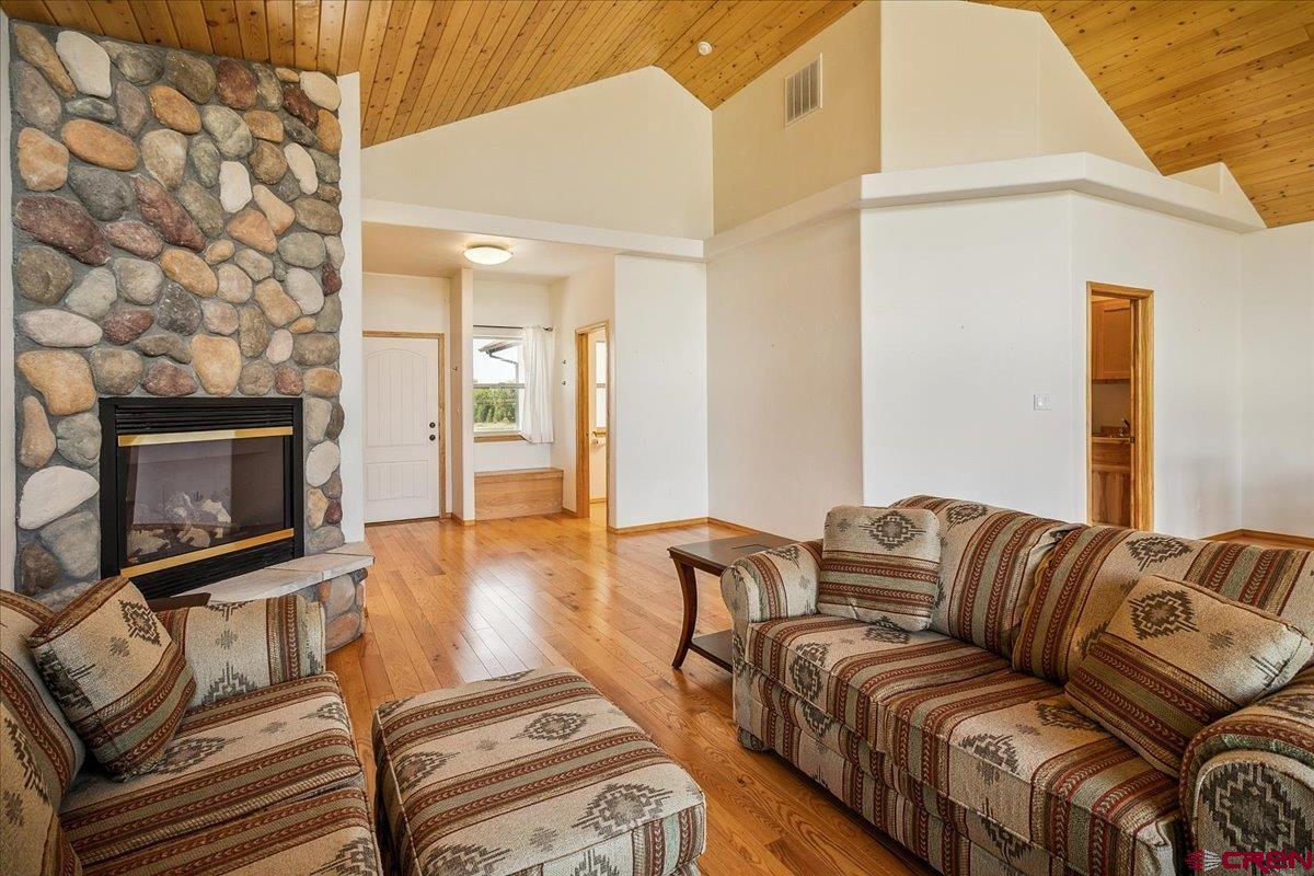 196 Dylan Drive Pagosa Springs, CO 81147 - Photo 16 of 44 a living room with furniture and a fireplace
