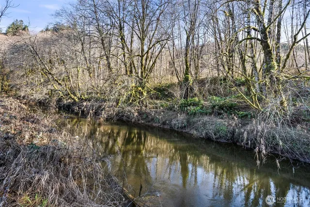 a view of lake with green space
