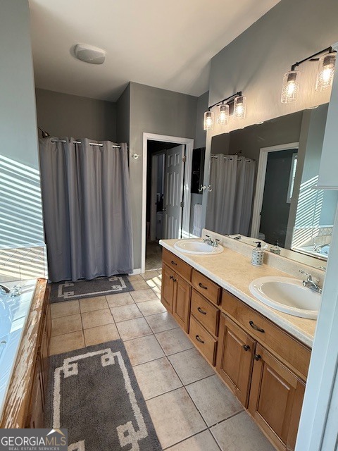 290 Eli Knob Road Dahlonega, GA 30533 - Photo 22 of 87 a bathroom with a double vanity sink and a large mirror