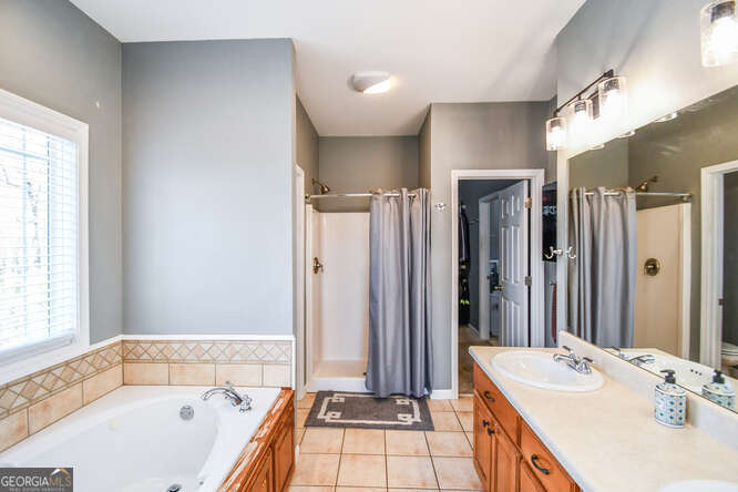 290 Eli Knob Road Dahlonega, GA 30533 - Photo 29 of 87 a bathroom with a tub sink and a mirror