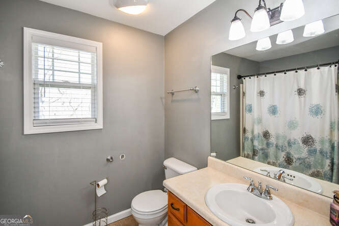 290 Eli Knob Road Dahlonega, GA 30533 - Photo 53 of 87 a bathroom with a sink a toilet and shower