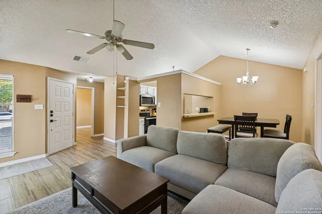 a living room with furniture