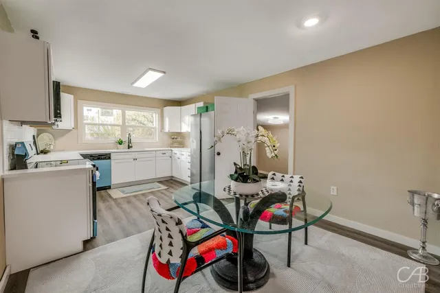 a workspace with furniture and window