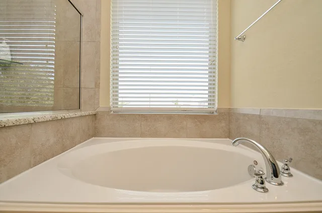 a bathroom with a bathtub