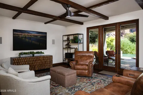 a building outdoor space with patio furniture