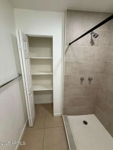 a bathroom with a bathtub