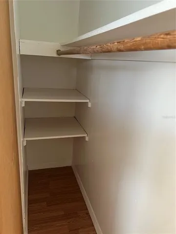 a view of an empty walk in closet