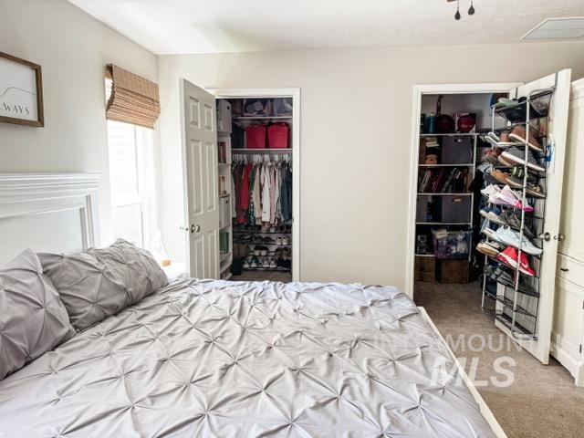 808 O'Leary Way Twin Falls, ID 83301 - Photo 22 of 37 Bedroom with dual closet access, light neutral wall paint, white trim, and a window featuring a natural woven shade