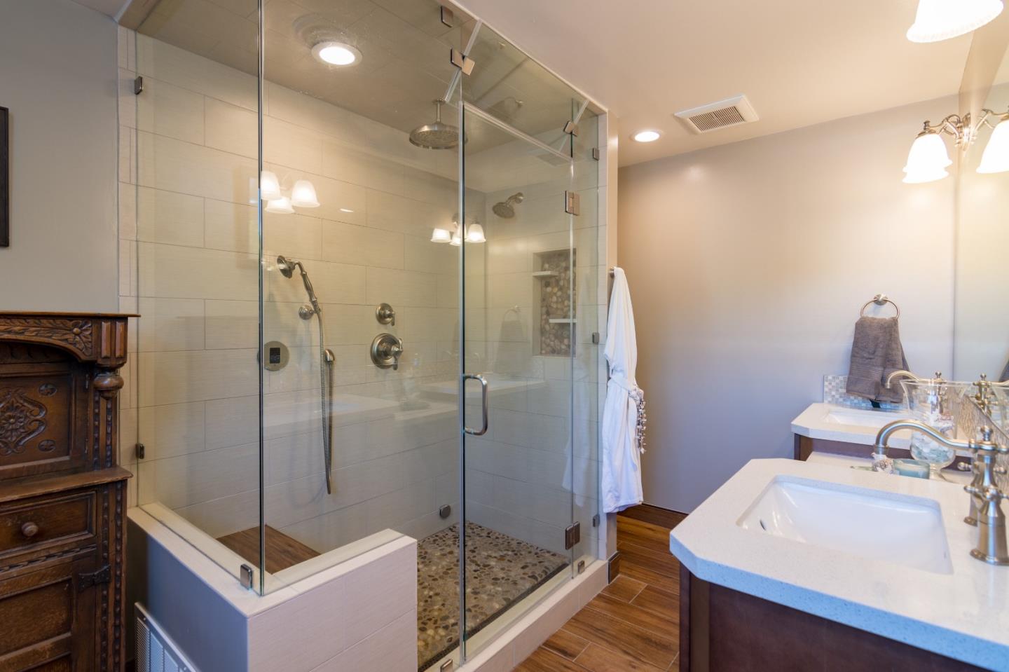115 Belcrest Drive Los Gatos, CA 95032 - Photo 23 of 30 a bathroom with a sink and shower