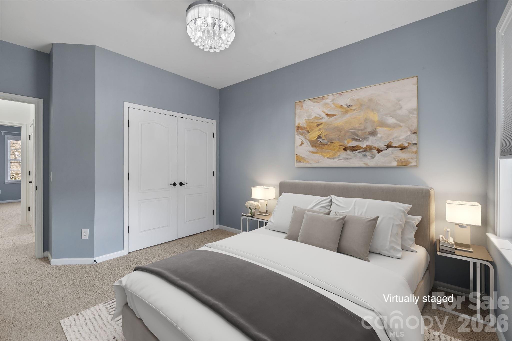 646 Quicksilver Trail Fort Mill, SC 29708 - Photo 24 of 48 a bedroom with bed and wall painting