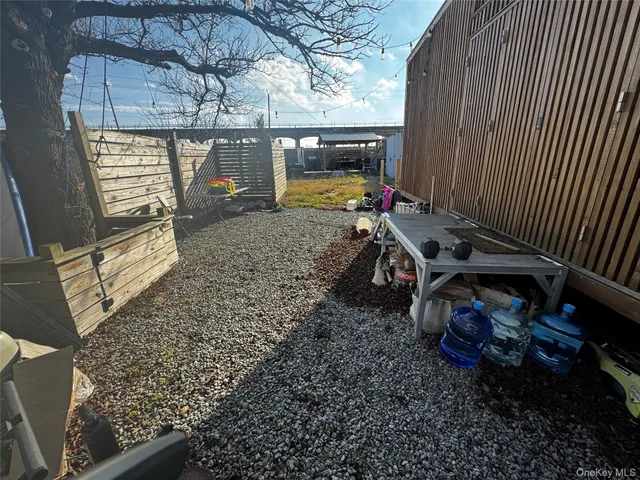 an outdoor space with garden view