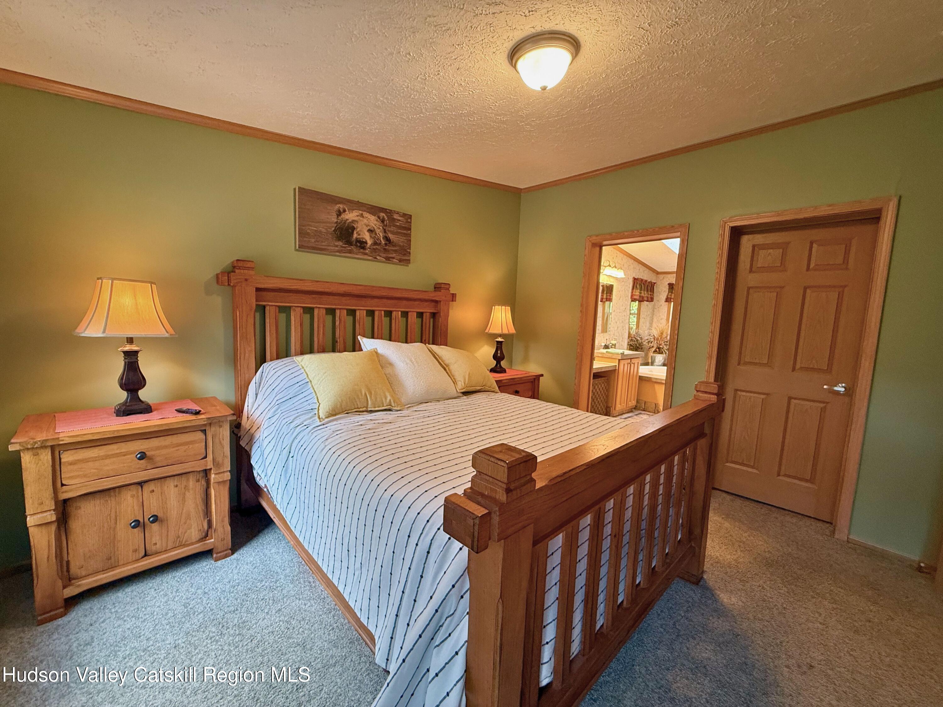 766 Hog Mountain Circle Fleischmanns, NY 12430 - Photo 15 of 31 a bed room with a bed and a lamp