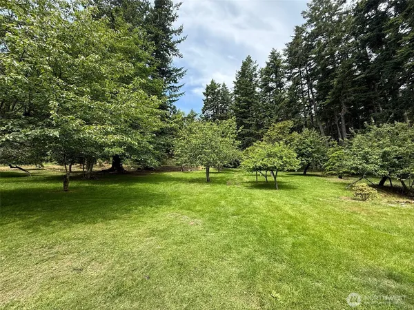 a backyard of a house with lots of green space