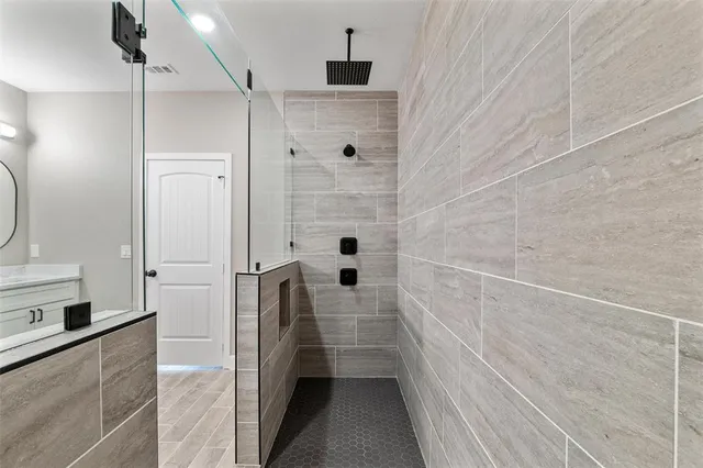 a bathroom with a shower