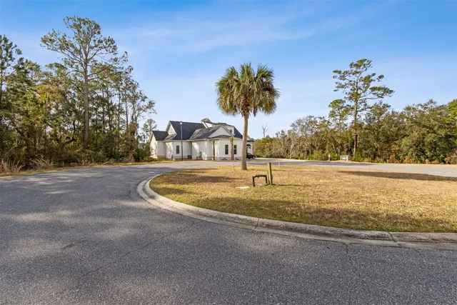 a view of a swimming pool with a yard