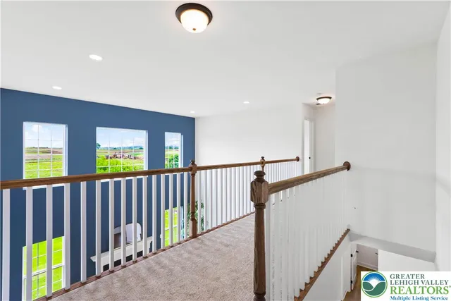 a view of a room with racks on the wall