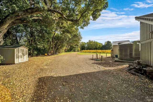 a view of a yard with an outdoor space