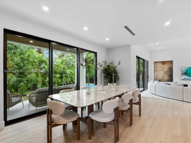 a living room with furniture and a wall painting