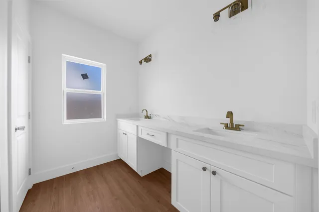 a view of small space with wooden floor