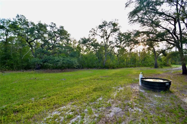a view of outdoor space with green field and trees all around