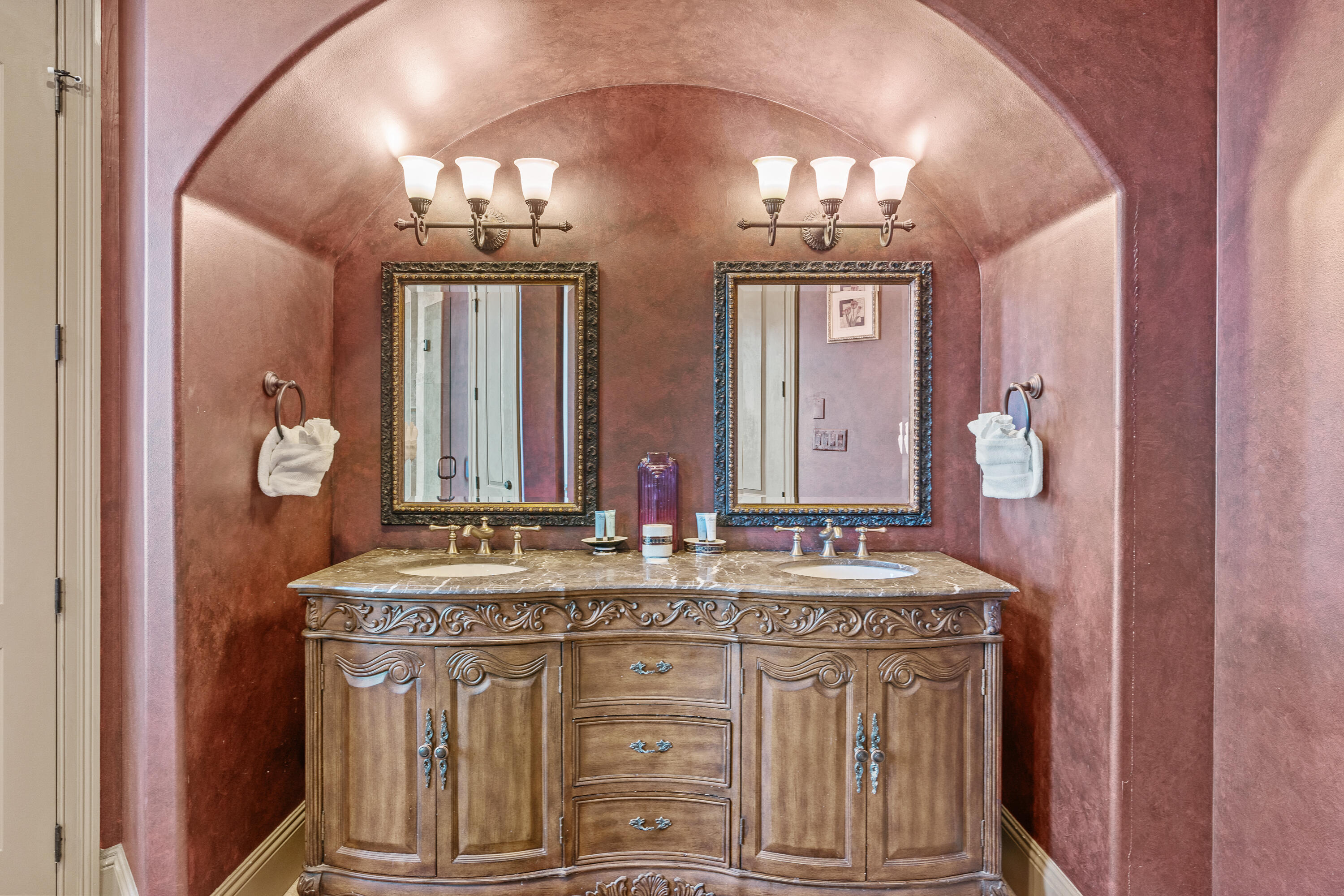 58 Rue St Tropez Miramar Beach, FL 32550 - Photo 38 of 59 a bathroom with a granite countertop double vanity sink and a mirror