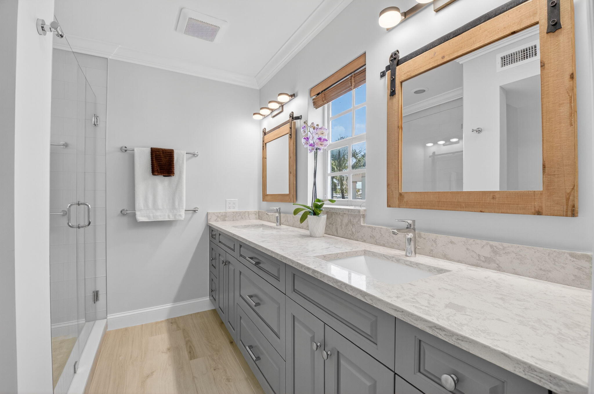 1710 South Ocean Boulevard, Unit 32 Delray Beach, FL 33483 - Photo 24 of 58 a spacious bathroom with a granite countertop sink mirror and double