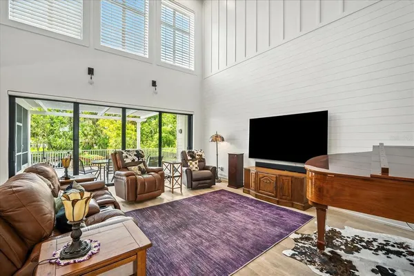 a living room with furniture