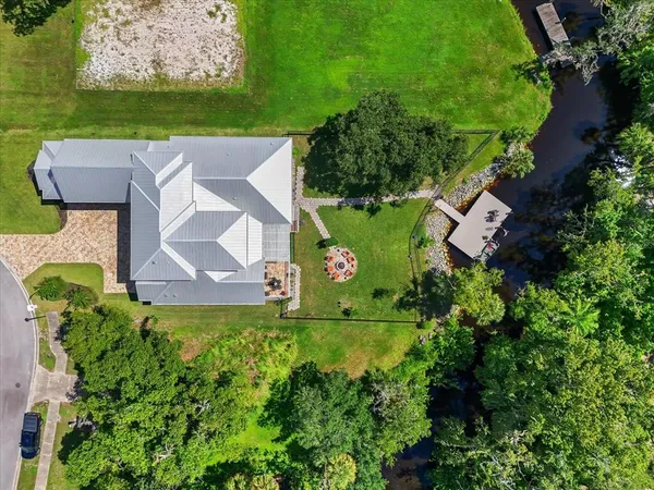 an aerial view of a house
