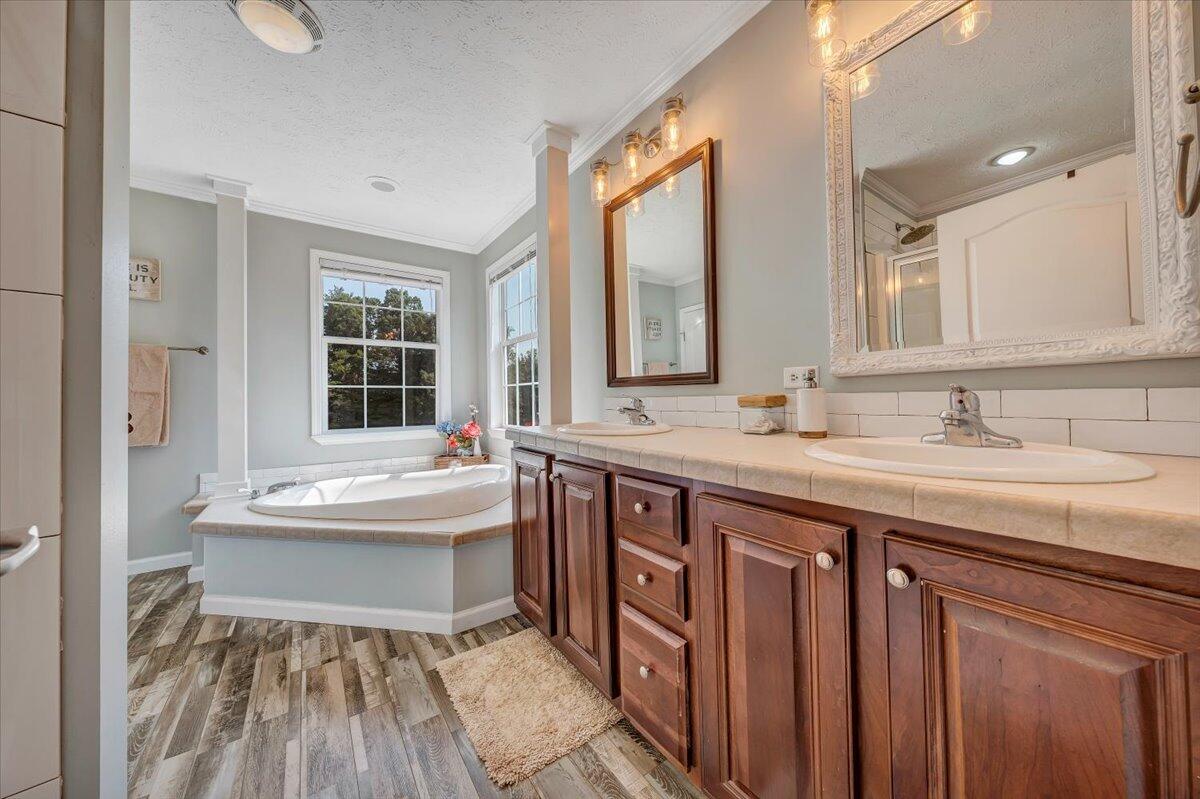 988 Timber Line Road Ferrum, VA 24088 - Photo 18 of 34 a bathroom with a tub sink and mirror