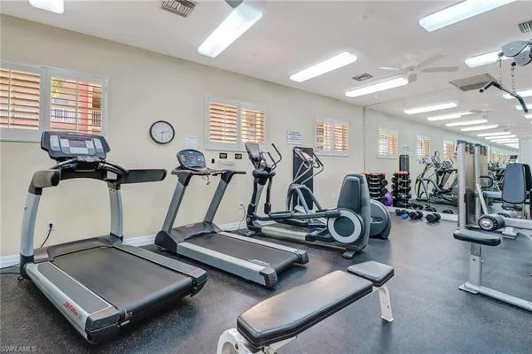 a view of a room with gym equipment