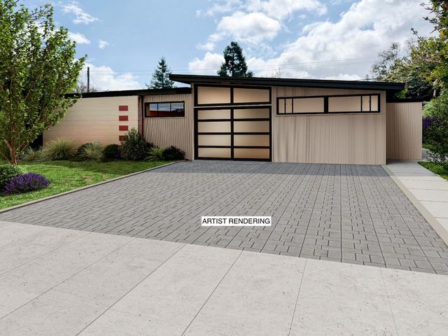 front view of a house with a garage