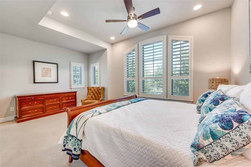 7153 Copperleaf Drive Dallas, TX 75231 - Photo 10 of 26 Carpeted bedroom featuring recessed lighting and a ceiling fan