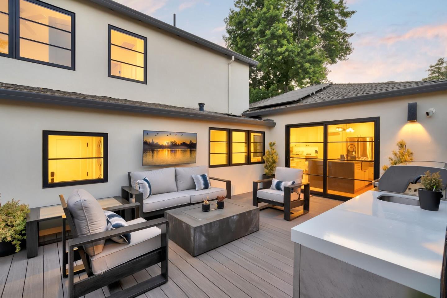 240 Bancroft Road Burlingame, CA 94010 - Photo 37 of 41 a living room with furniture and a flat screen tv